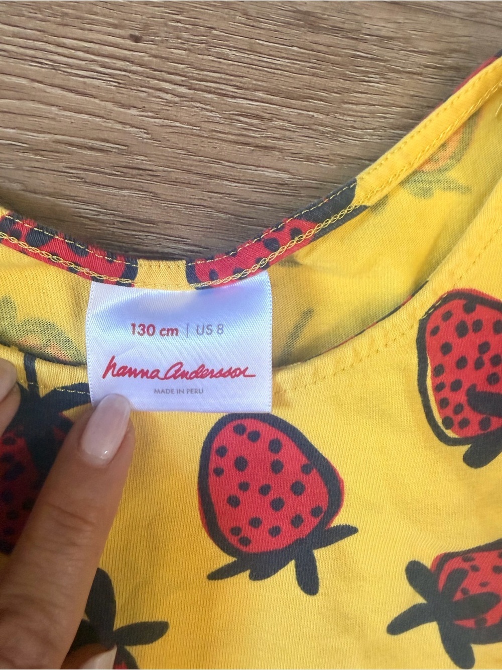Hanna Andersson play all day Yellow Dress with Red Strawberry Print 0274 - Picture 3 of 5